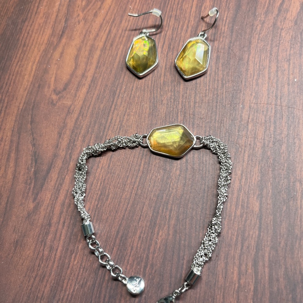 Chloe + Isabel Ocean Lace Flex Bracelet + Drop Earrings set with yellow stones
